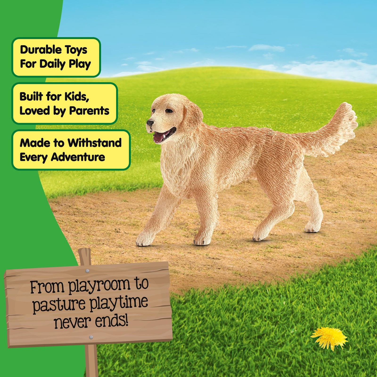 Schleich Farm World 3 Female Golden Retriever Figurine Educational Toy 16395