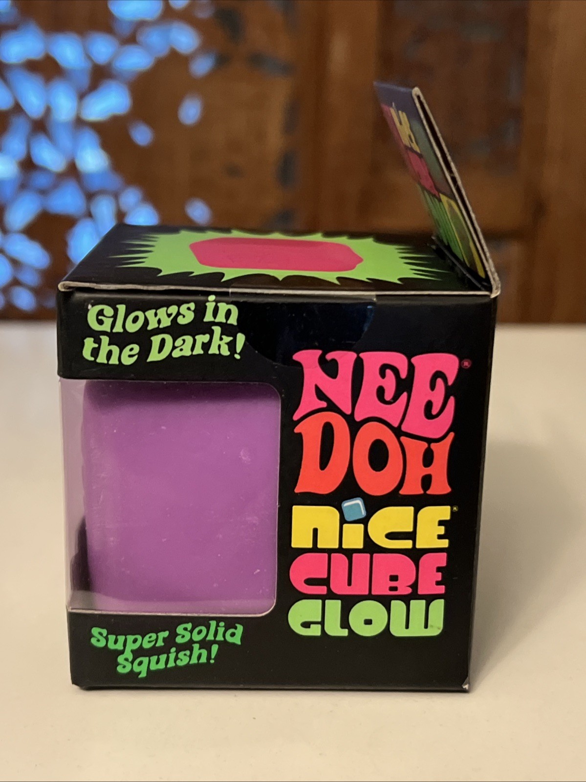 Nee Doh Schylling Needoh Nice Cube GLOW Authentic Toy PURPLE New in Sealed Box