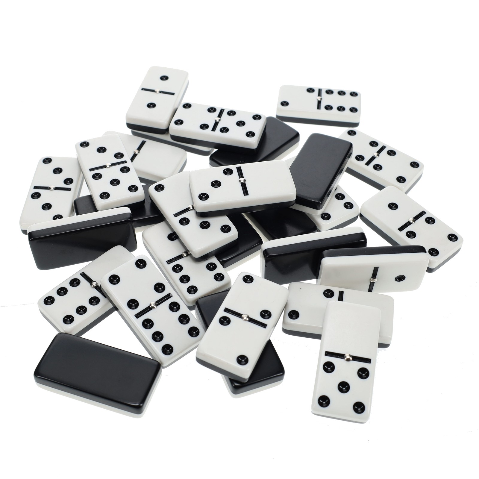 WE Games Two-Toned Black & White Double 6 Dominoes with Spinners – Club Size