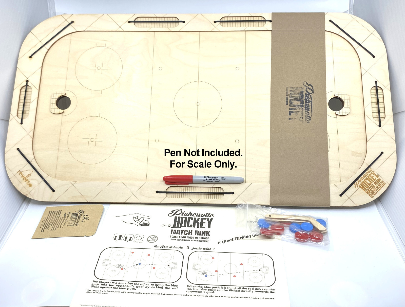 Pichenotte Hockey Match Rink Dexterity Flicking Game 26″ x 14″ 66cm x 35cm NEW