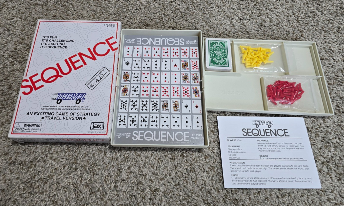 Sequence Strategy Board Game Travel Version – New Unused In Box