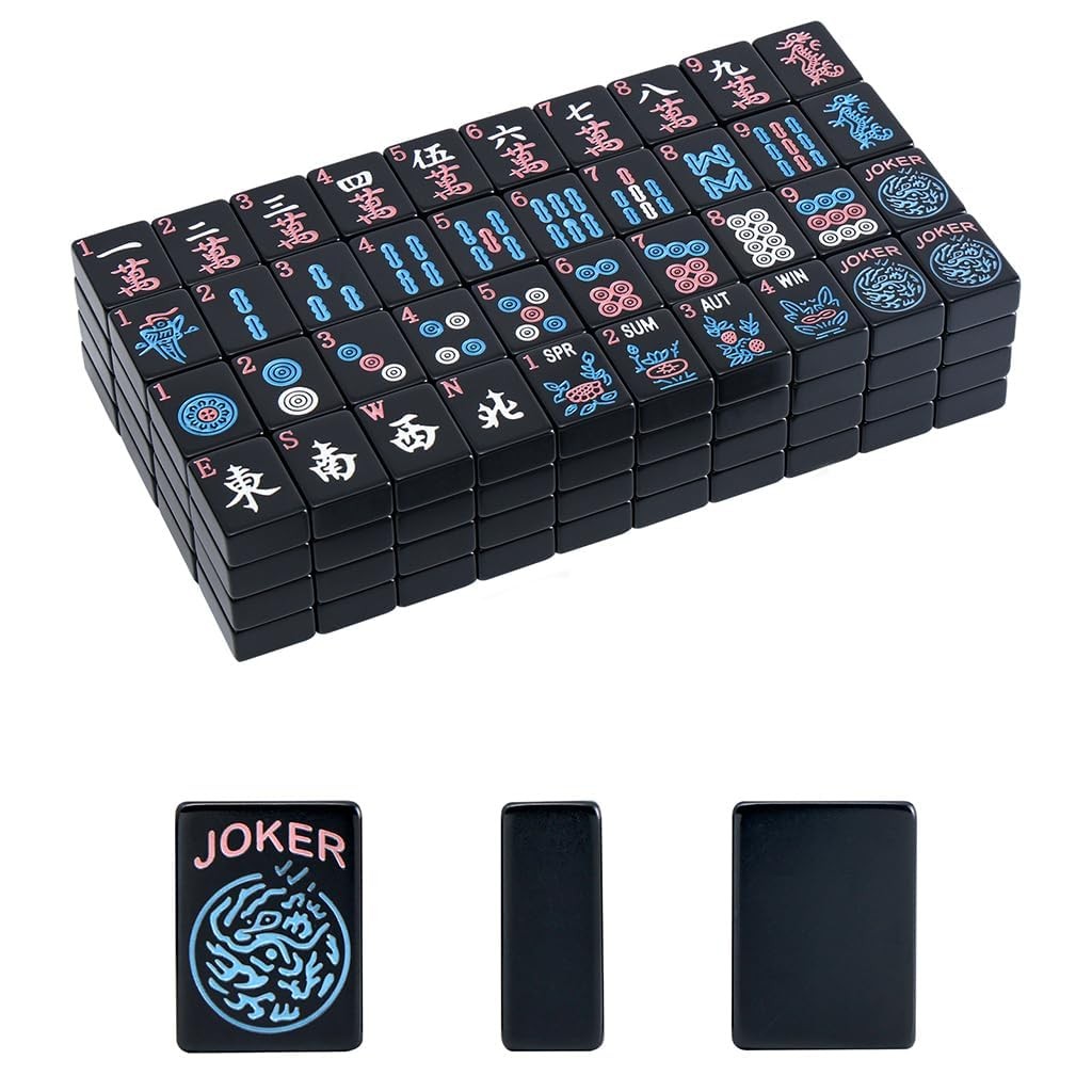 GUSTARIA American Mahjong Tiles (1.2”,Tiles Only), 166 1.2”×0.9”×0.5”, Black