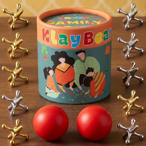 Metal Jacks Game Set Classic Retro Toy 10 Jacks 2 Balls Hand-Eye Coordination