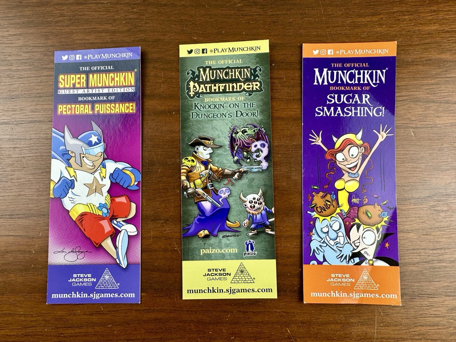 Munchkin Three (3) Bookmarks Regular & Super & Pathfinder Steve Jackson Games