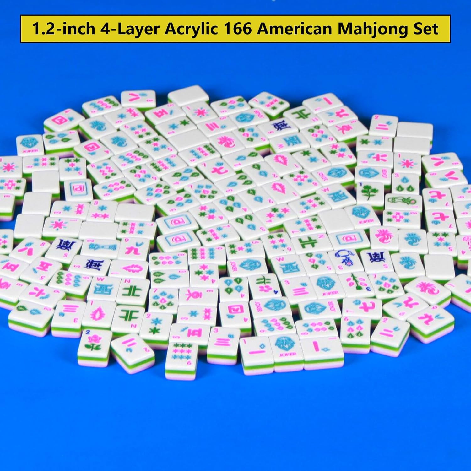 Pink 4 Layer Mahjong Set 166 American Mahjong Set 1.2-Inch Acrylic Mahjong Tile