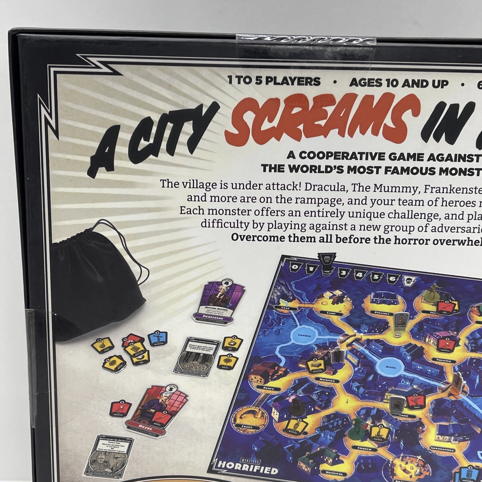 HORRIFIED Universal Studios Monsters Strategy Board Game Dracula Frankenstein