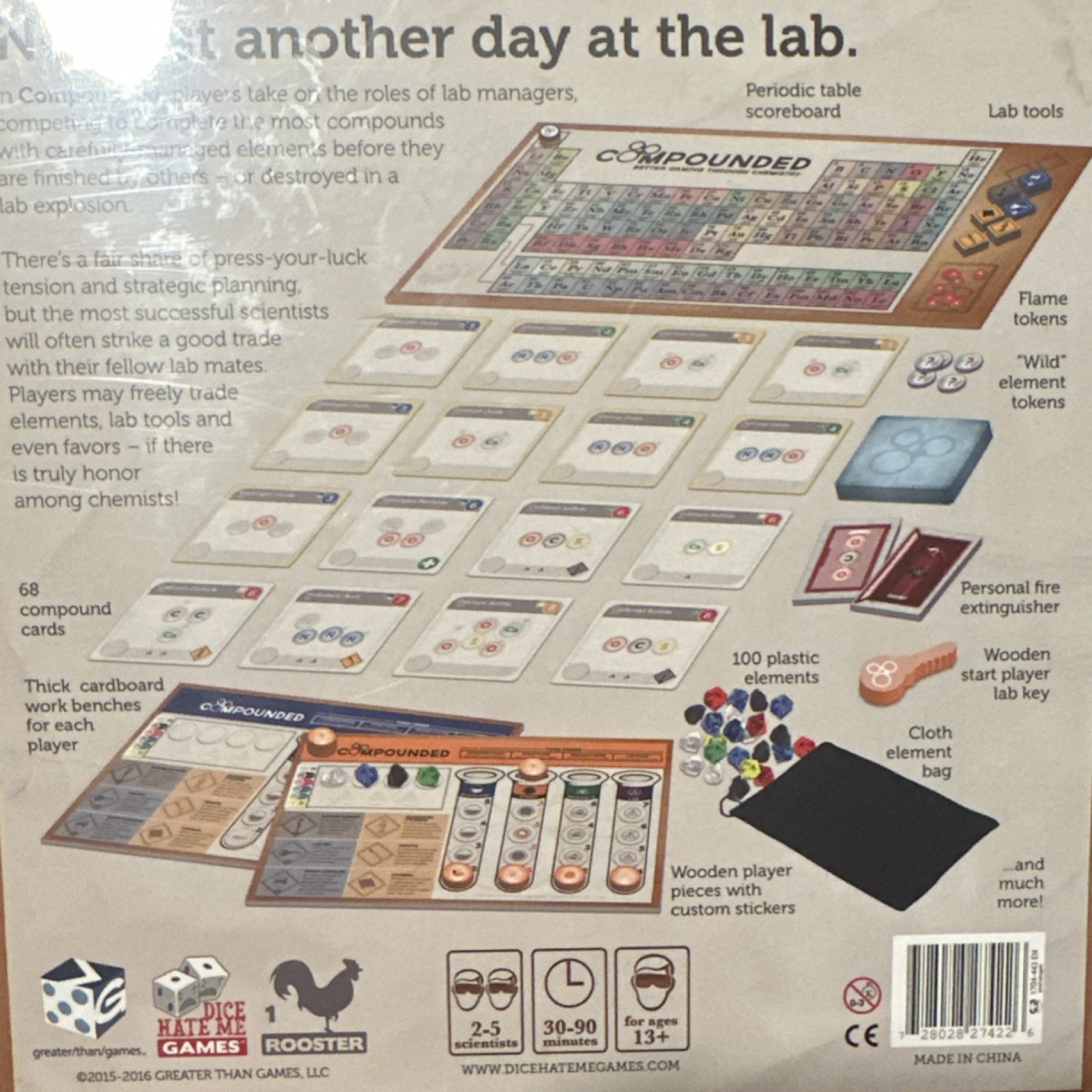 Greater Than Games Compounded Board Game Science Theme 2015 2-5 Players Ages 13+