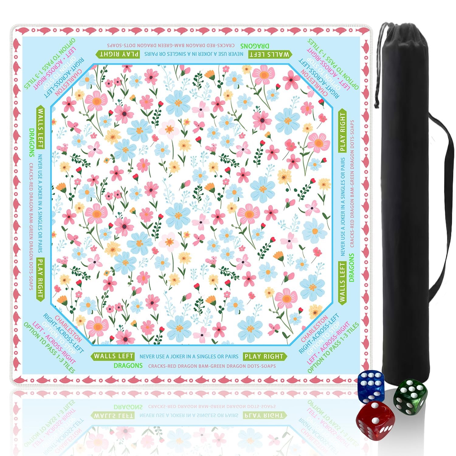 American Mahjong Table Cloth 31.5 inch Mahjong Mat for Table Cover with Rules