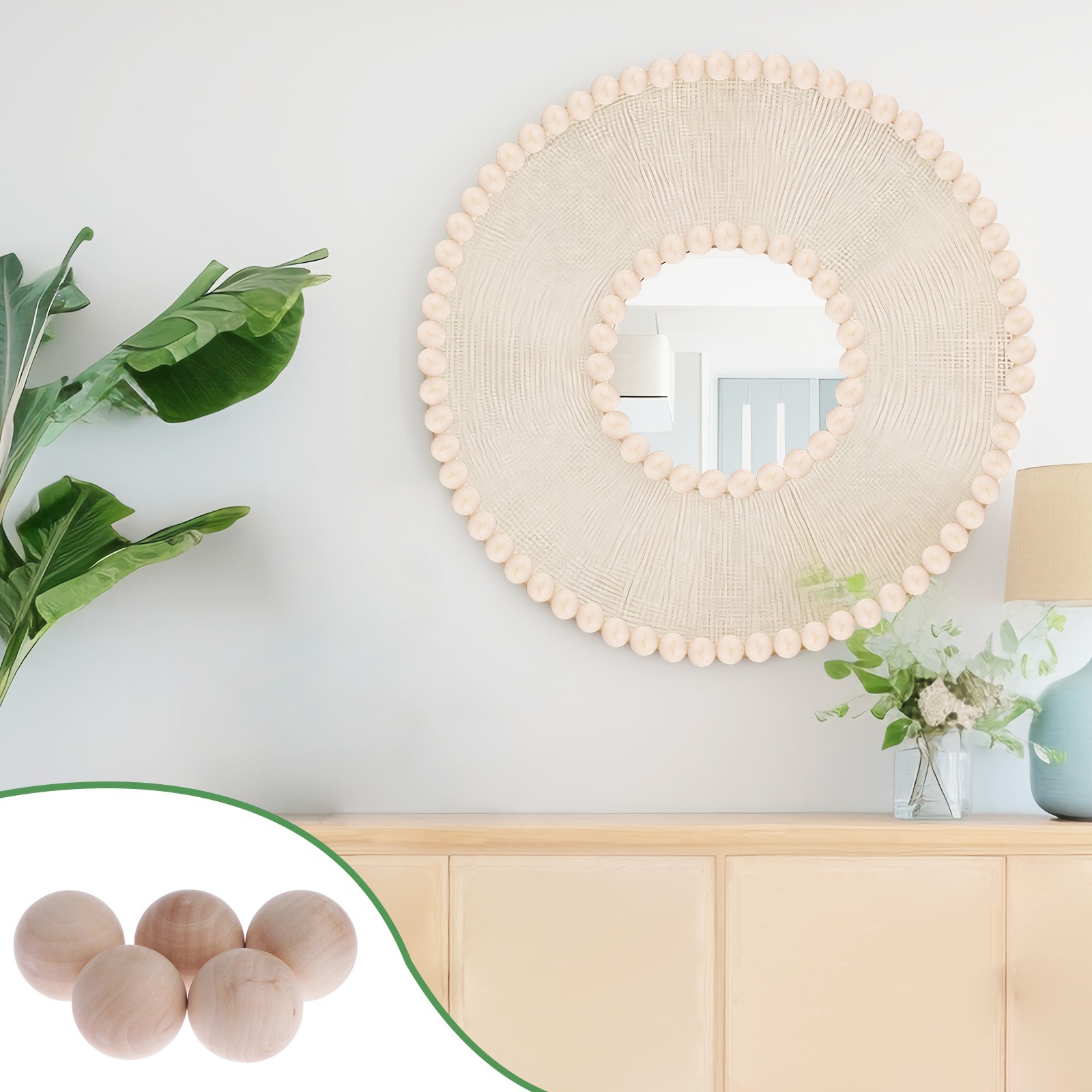 5x Hardwood Balls Solid Natural Beech Wood Balls Making
