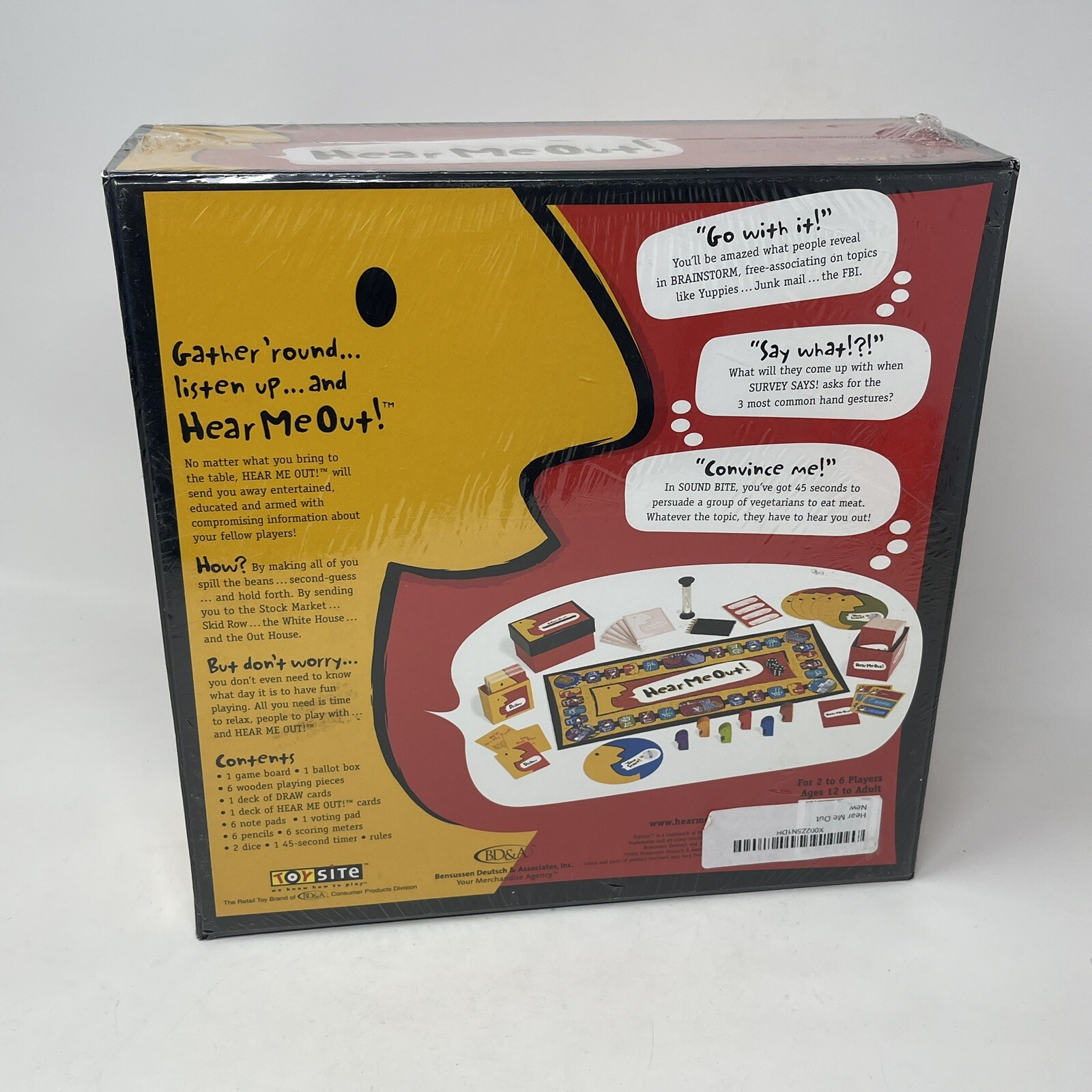 Vintage Hear Me Out Board Game 2 to 6 Players Ages 12 To Adult ToySite 2002 NEW