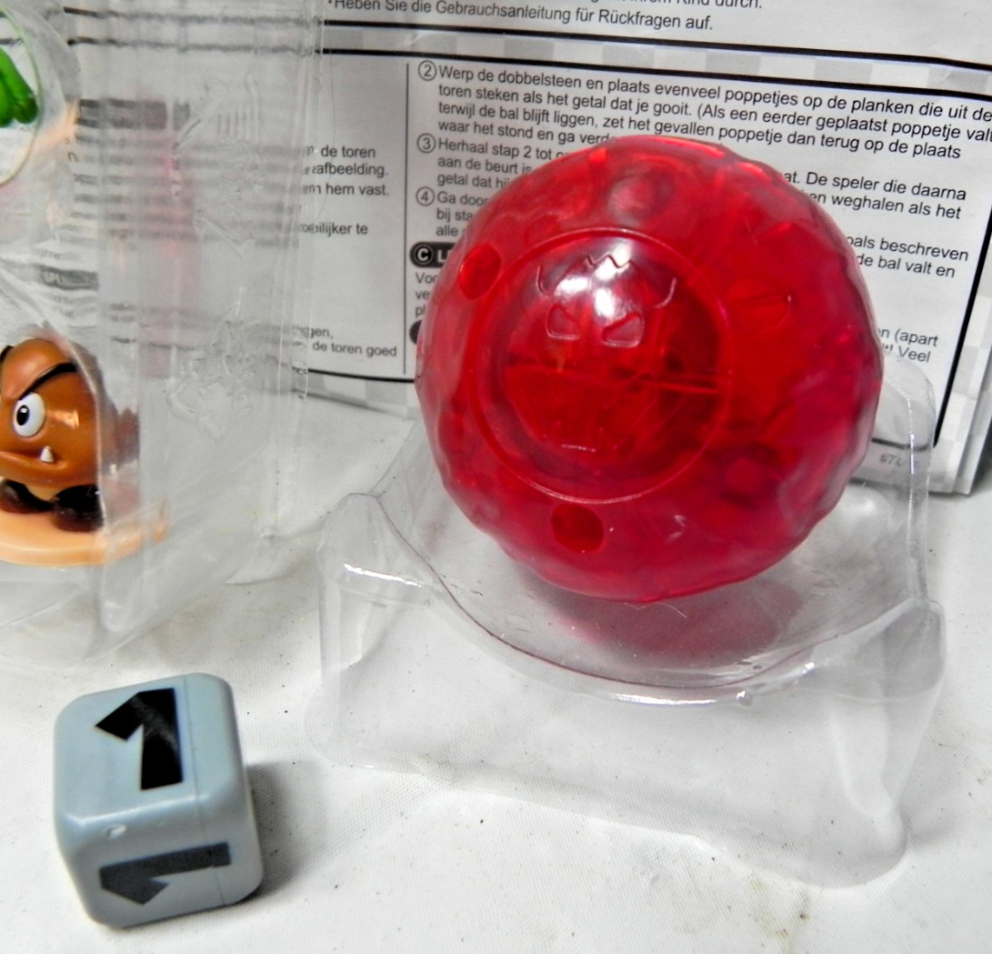 Super Mario Shaky Tower game FOR PARTS Figures, die, Bowser ball & instructions