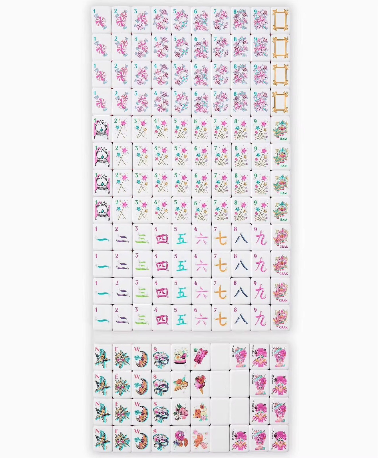 Engraved American Mahjong Tiles set . Glitter themed acrylic engraved