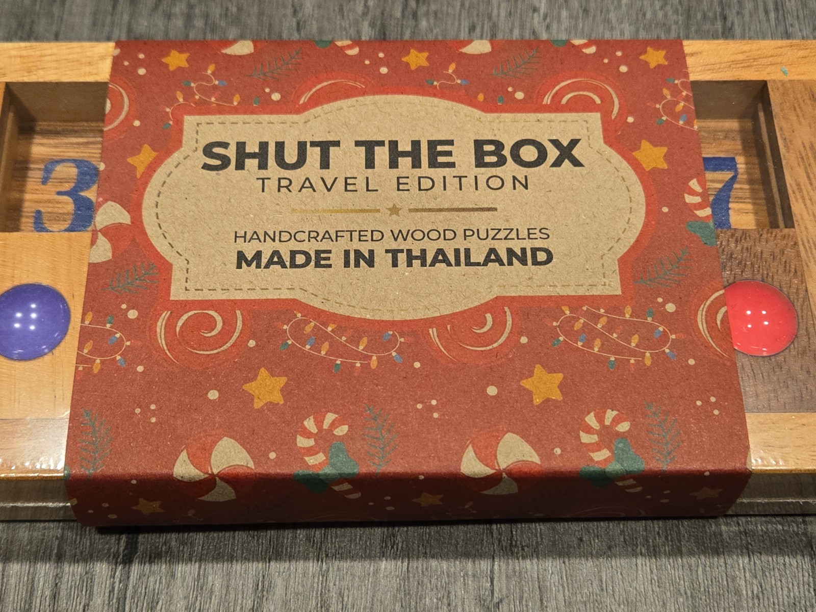 Shut The Box Travel Edition Family Game Wood Puzzle Made In Thailand New Sealed