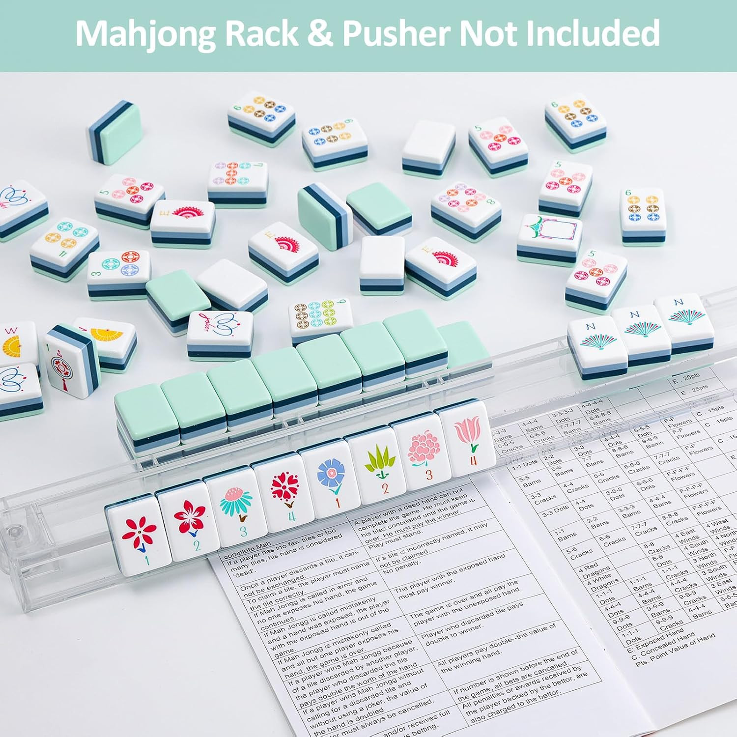 160 Acrylic 4 Layer Engraved American Mahjong Tiles Set with Carrying Bag and Ac