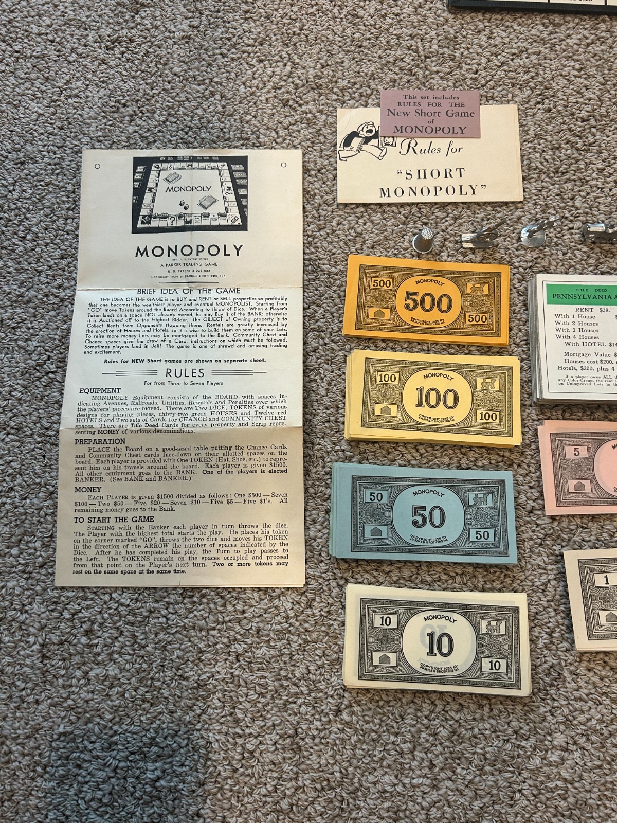 1946 Parker Brothers Monopoly Game and Board – See Description