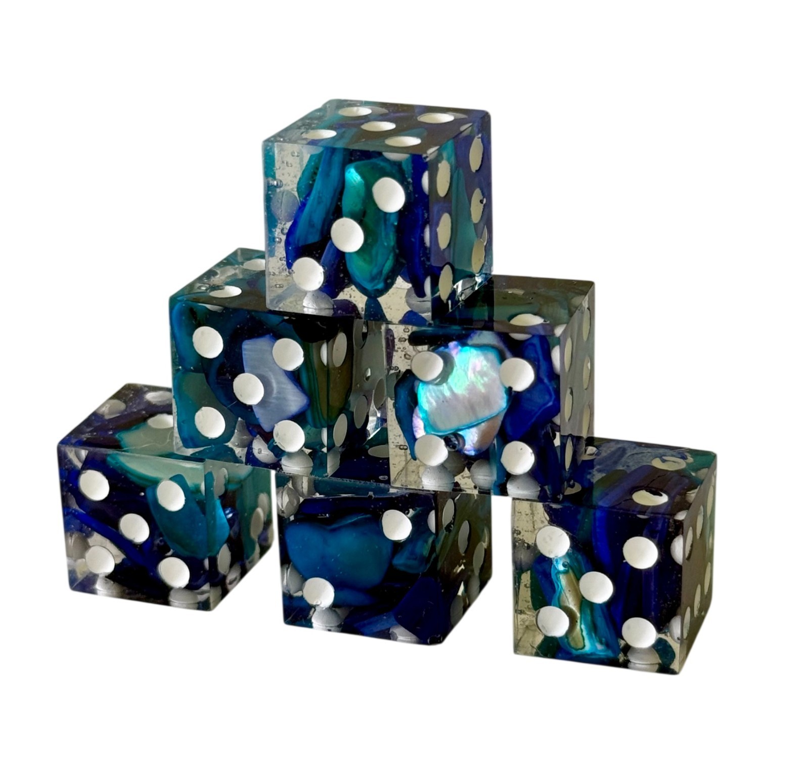 Resin Dice Set 6pcs – Beach Pebbles – Handmade Replacement Dice Games Casino