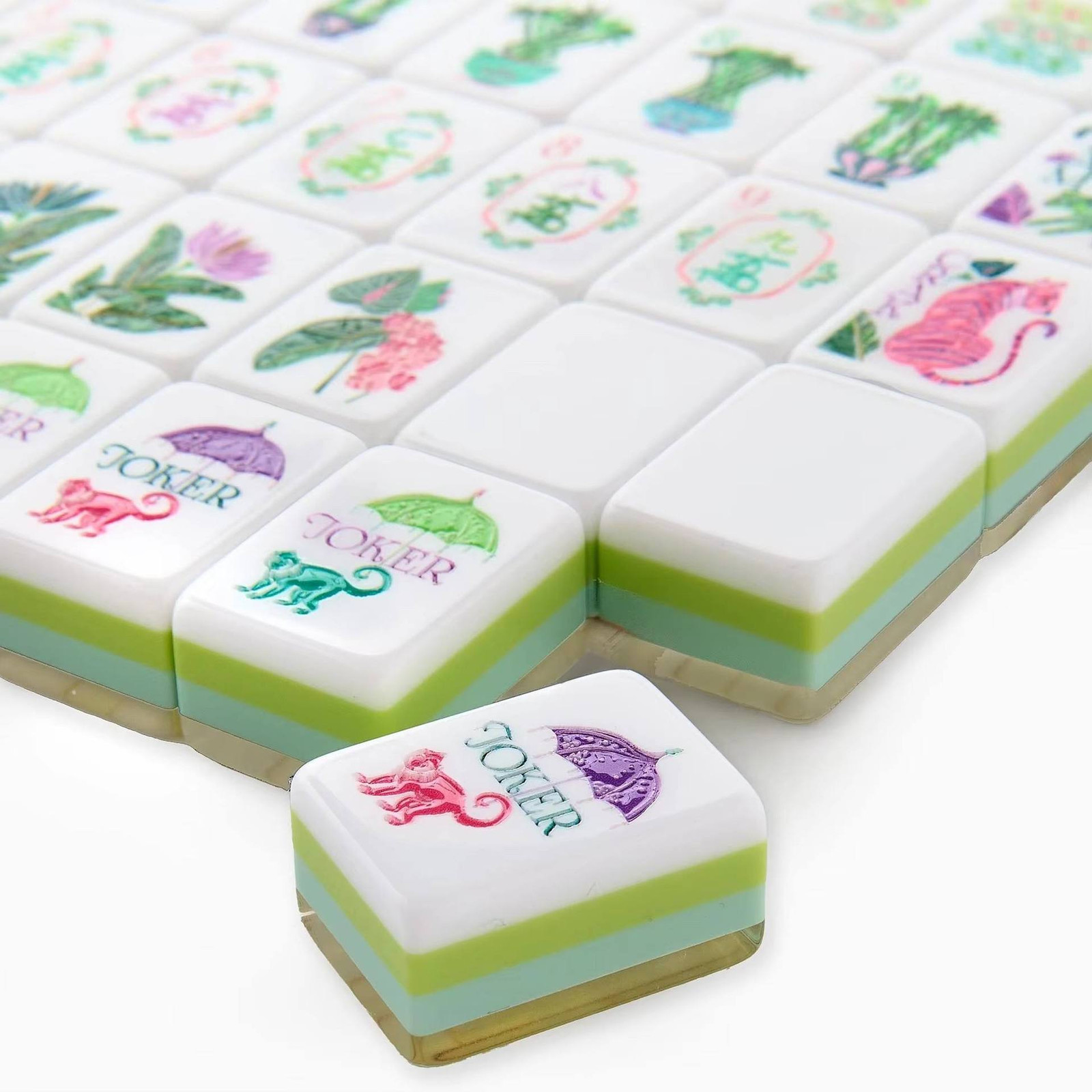160 American Mahjong Tiles 4-Layer Acrylic Bamboo Grain Engraved Set