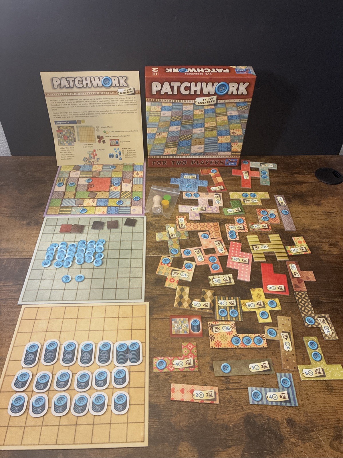 Patchwork Board Game By Uwe Rosenberg 2018 Lookout Games CIB Complete