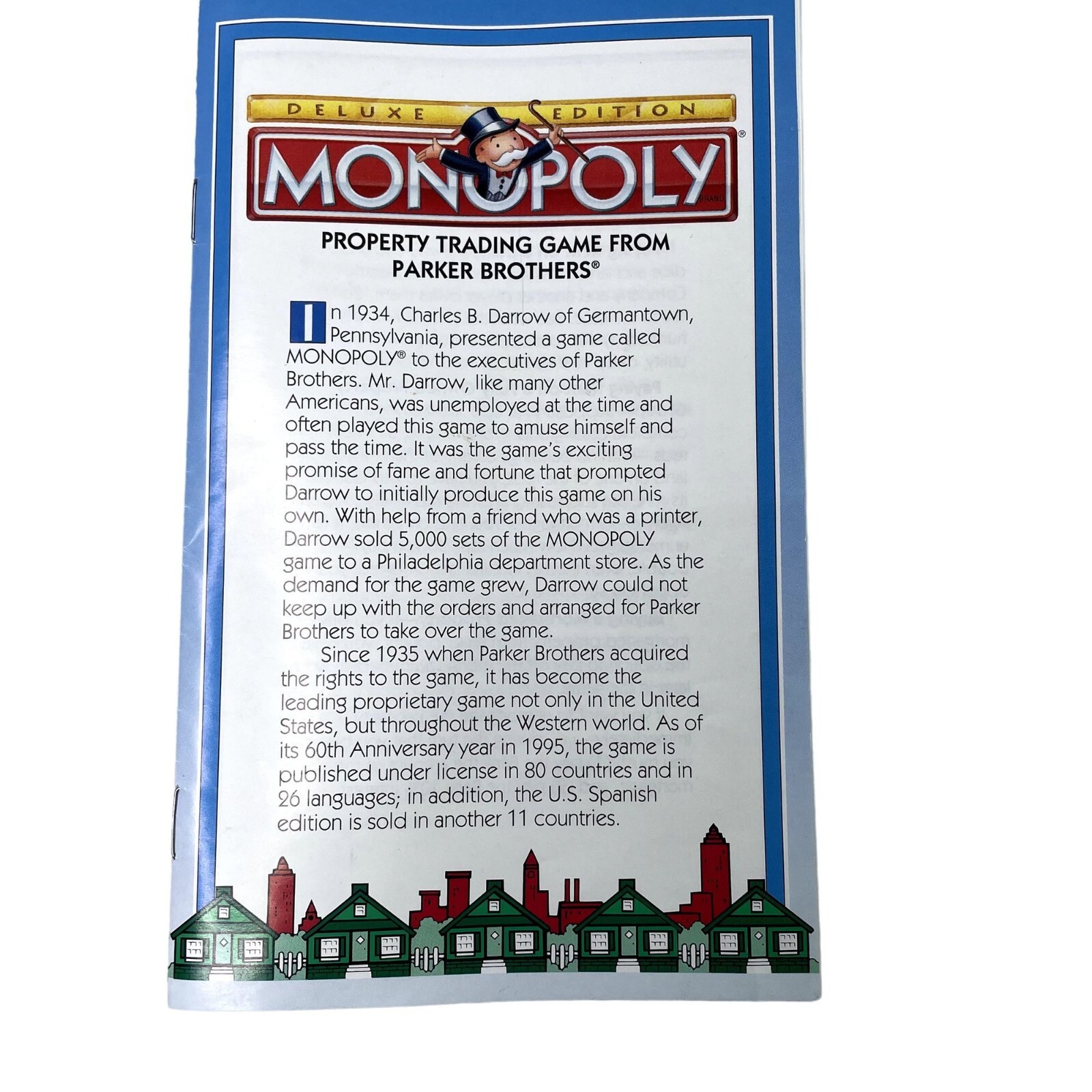 Monopoly Board Game Instruction Manual Guide Short Game Classic Rules Booklet u