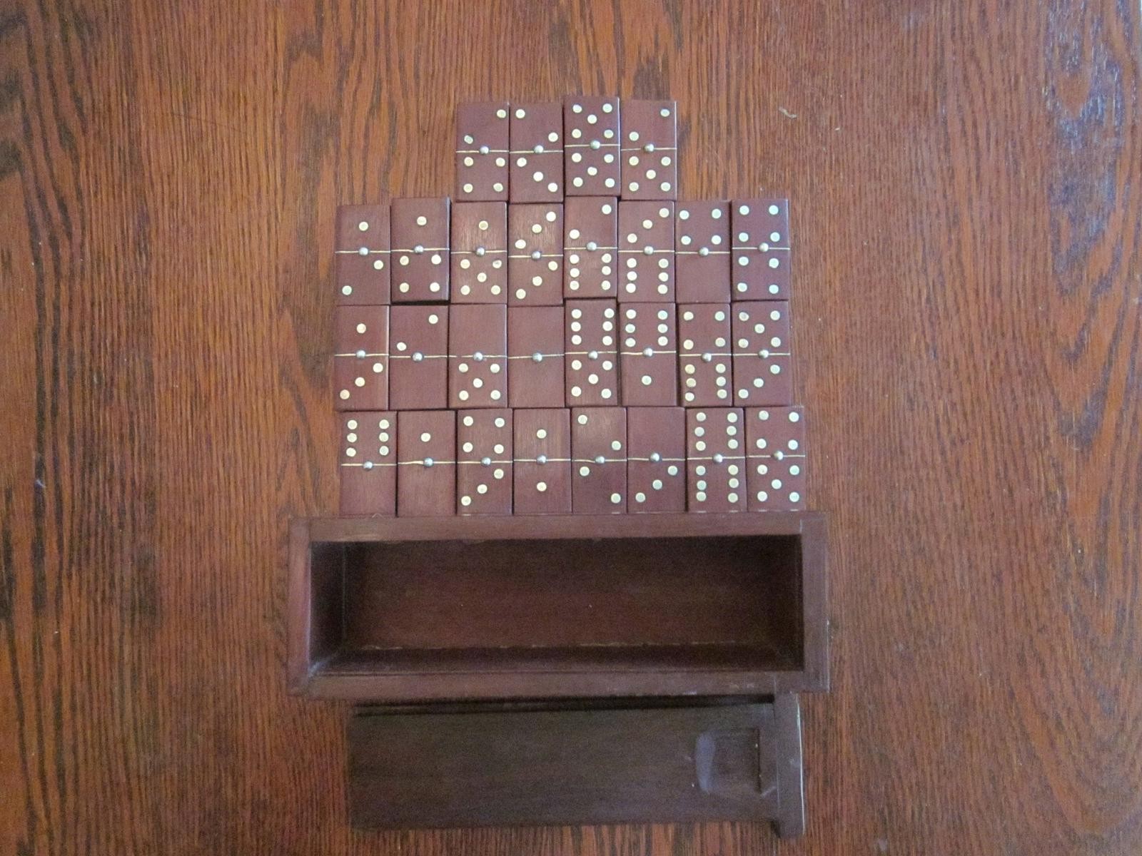 1 Set of Dominos [28] c.1920 Sterling Inlaid Rosewood