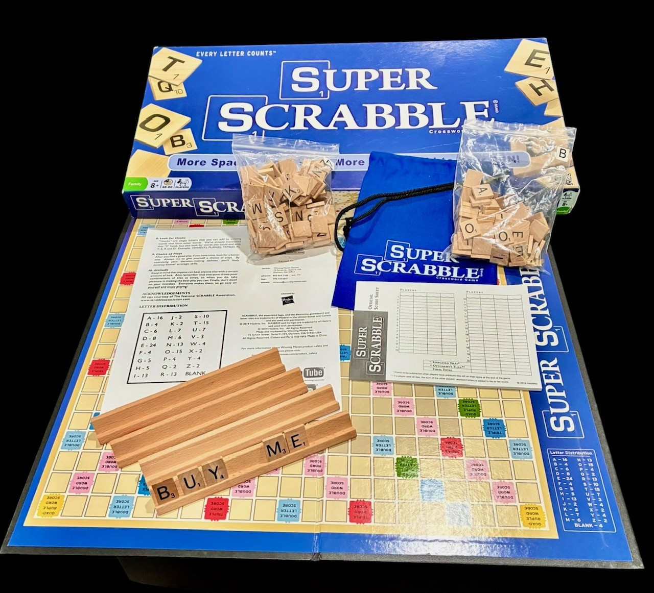 SUPER SCRABBLE 2014 Board Game 100%COMPLETE Scrabble Edition 200 Tile big board