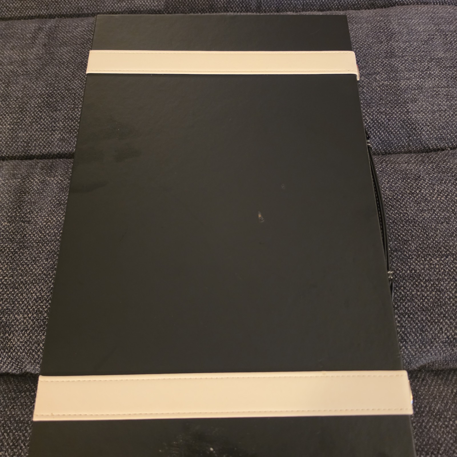 Vintage Backgammon Complete Set Gray Felt W/ Black & White Points And Stones