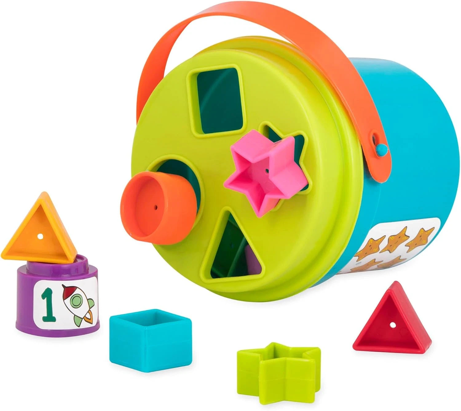 Nesting Sorter Set 19 Pieces Stacking Buckets Shapes Educational Battat Cups