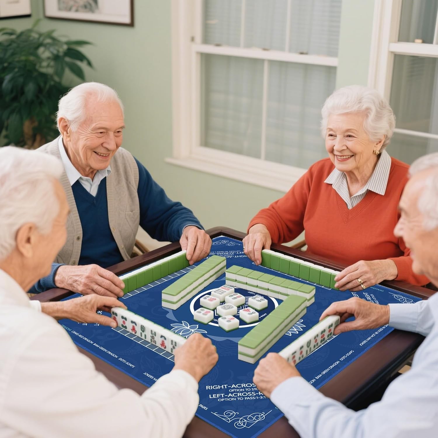 Rubber Mahjong Table Mat Anti Slip Large 31.5 x 31.5 Inch Game Playing Mat for