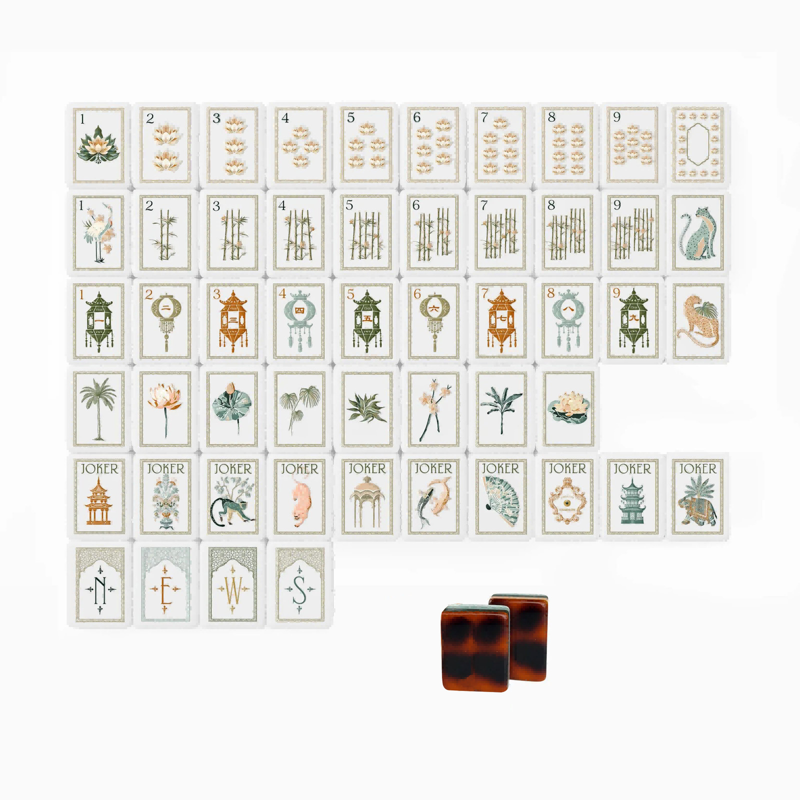 160Pcs 4-Layer Acrylic Leopard Lotus Pattern American Mahjong Set