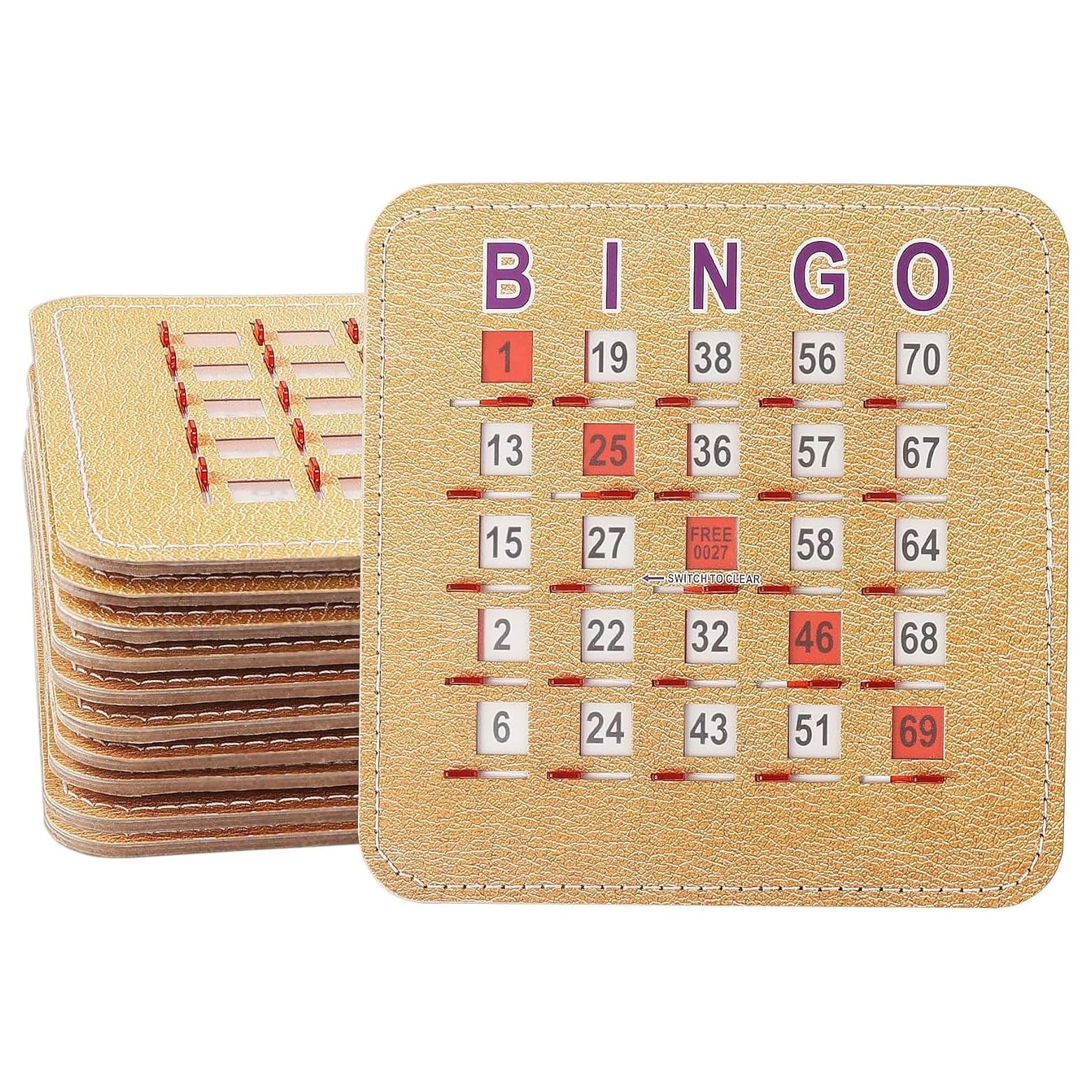 10-Pack Reusable Bingo Cards – 5-Ply Stitched, Quick-Clear Sliding Windows