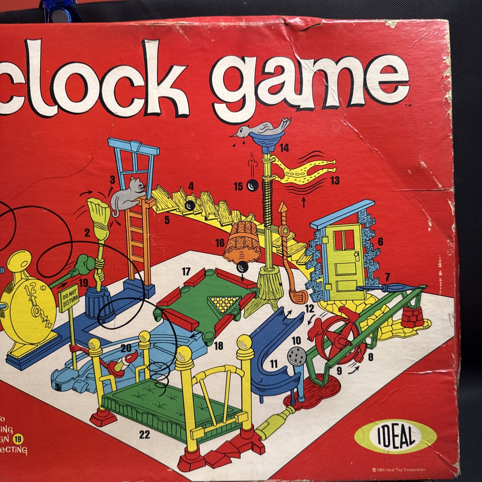 Vintage Crazy Clock Game Ideal Complete All Pieces Original Box No Instructions