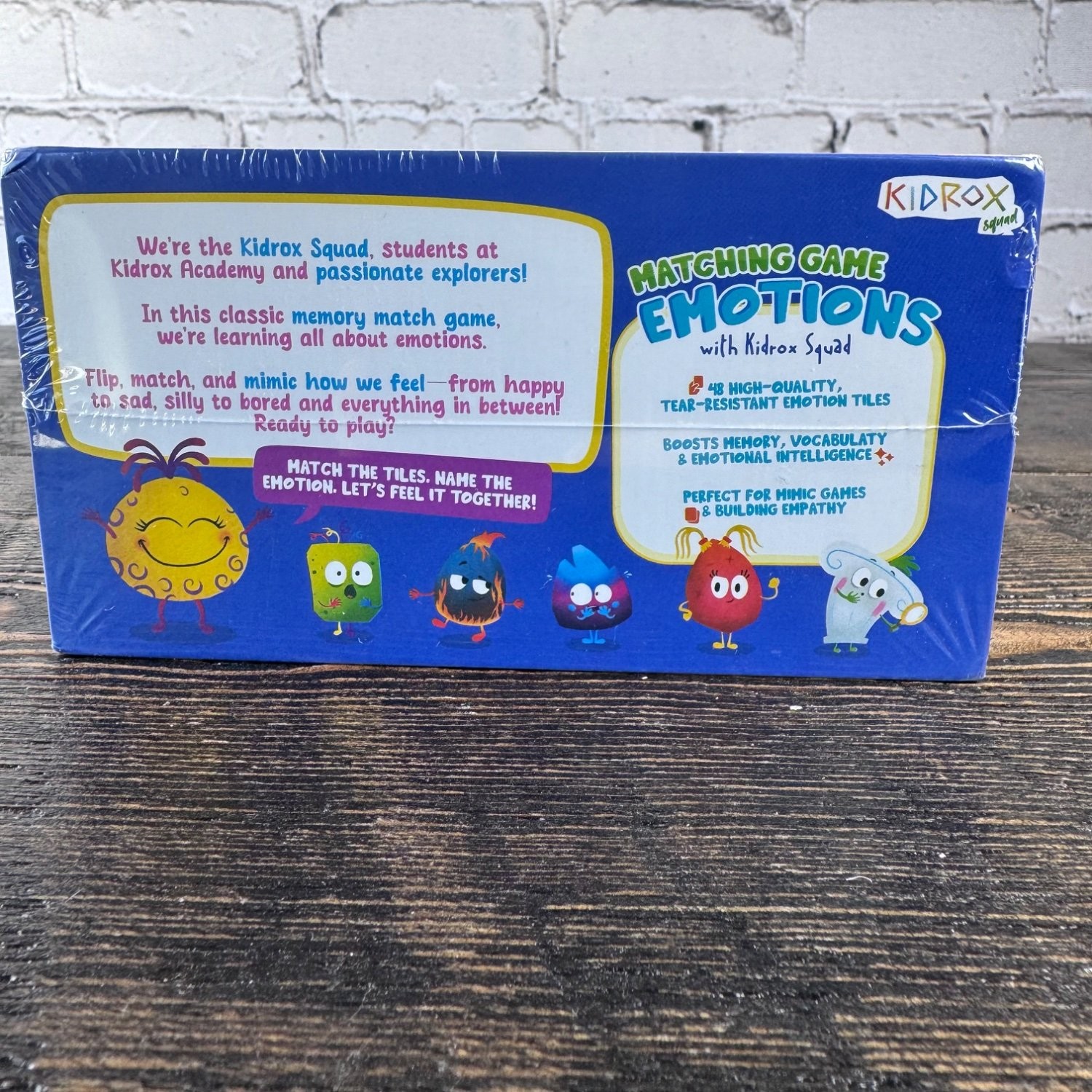 Kidrox Games Matching Game Emotions with Squad Memory 48 Tiles Blue NIB