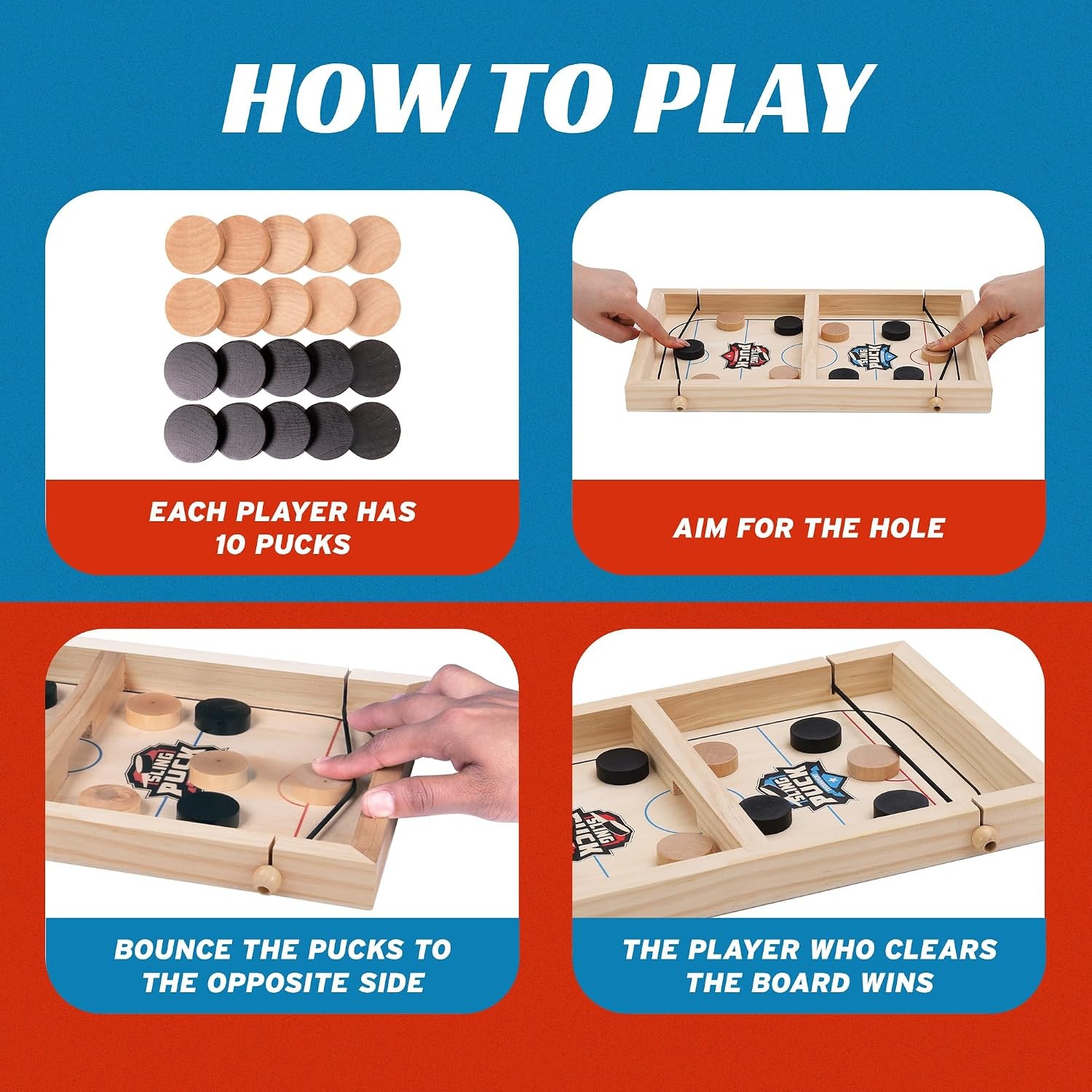 Fast Sling Puck Game – Super Winner Slingshot Board – It Shot 2 Player Hockey