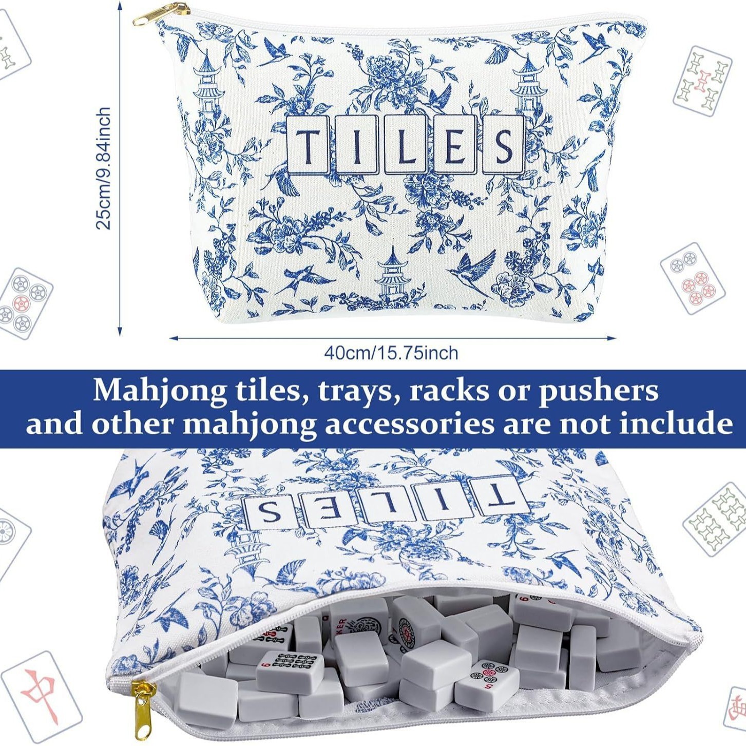 NEW!American Mahjong,160 deep blue Layered+Fashion Mahjong bag set Fast ship