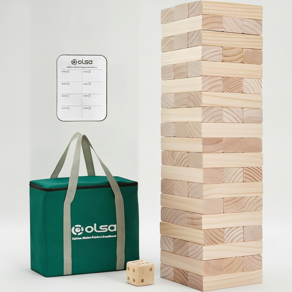 Giant Tumble Tower: 57PCS Wooden Block Stacking Game for Outdoor Fun & Parties