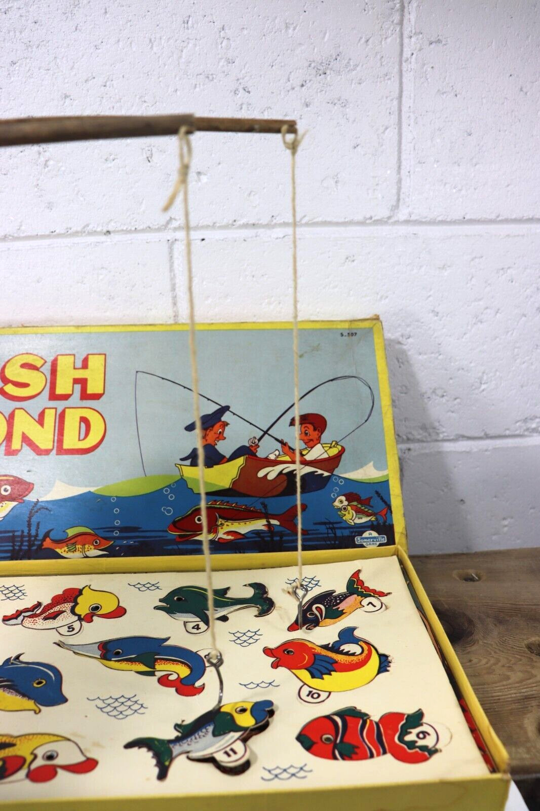RARE Vintage FISH POND A Somerville Game 1950s/60s Children Fishing Game E4