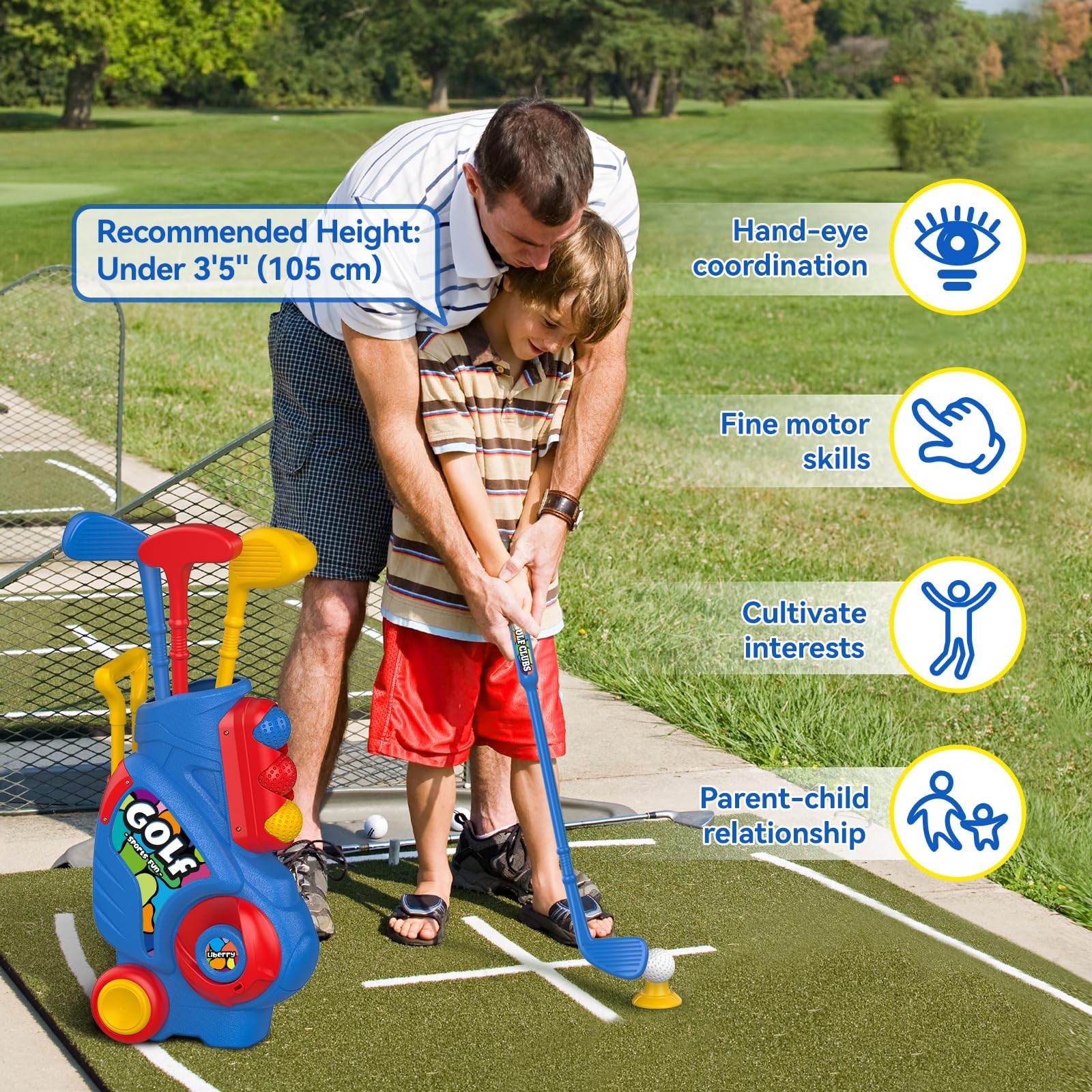 Toddler Golf Set with Putting Mat 2 3 4 Years Old Indoor Outdoor Toys Liberry