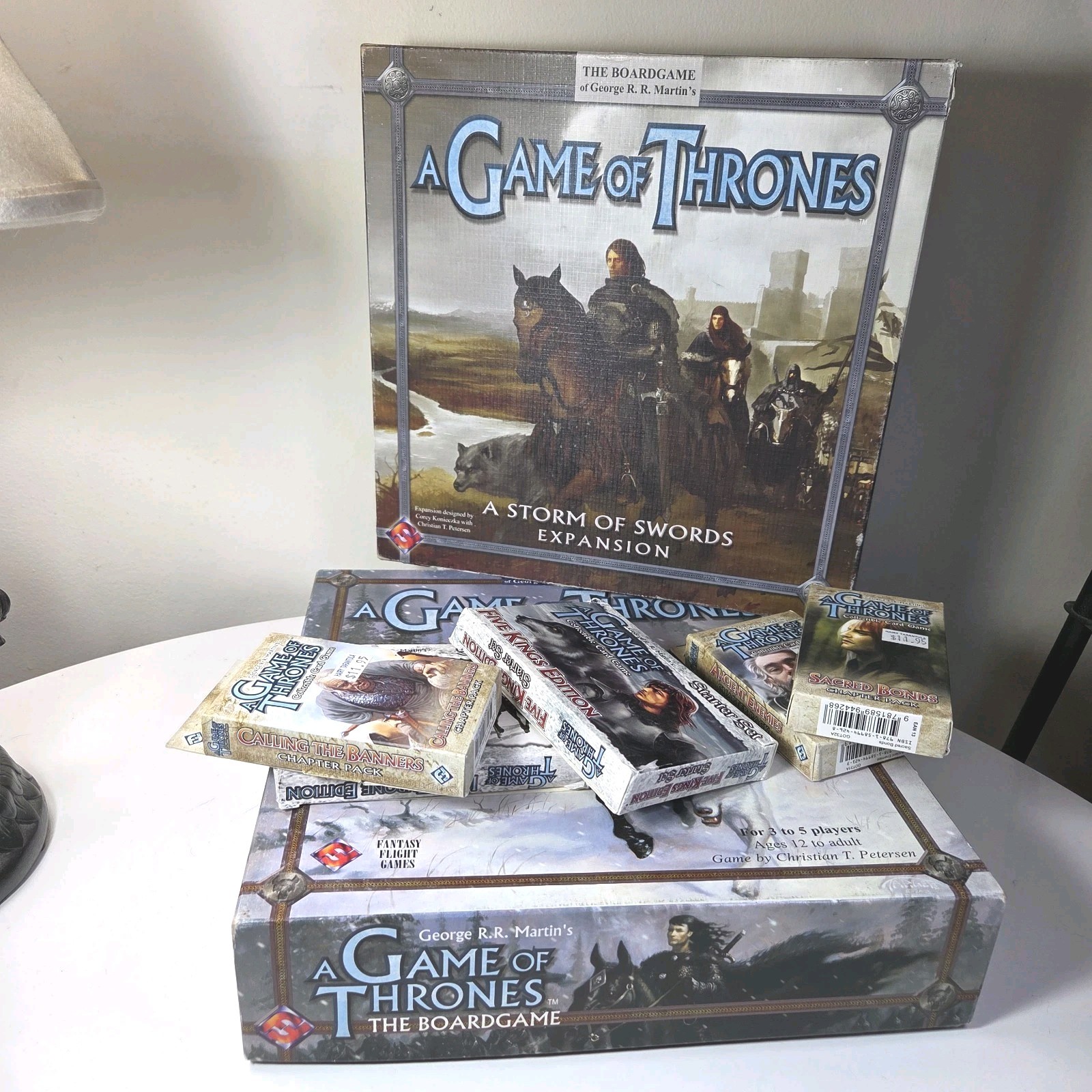 Lot Game of Thrones Core w Expansion, 3 Chapter Packs plus 2 Starter Packs