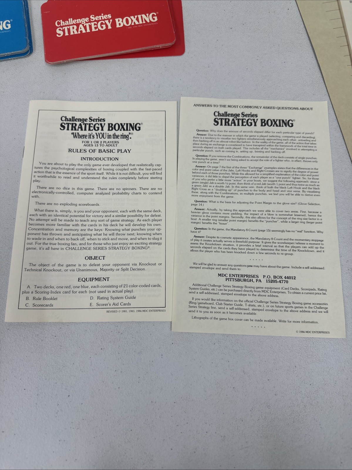 Challenge Series STRATEGY BOXING Card Game – Complete