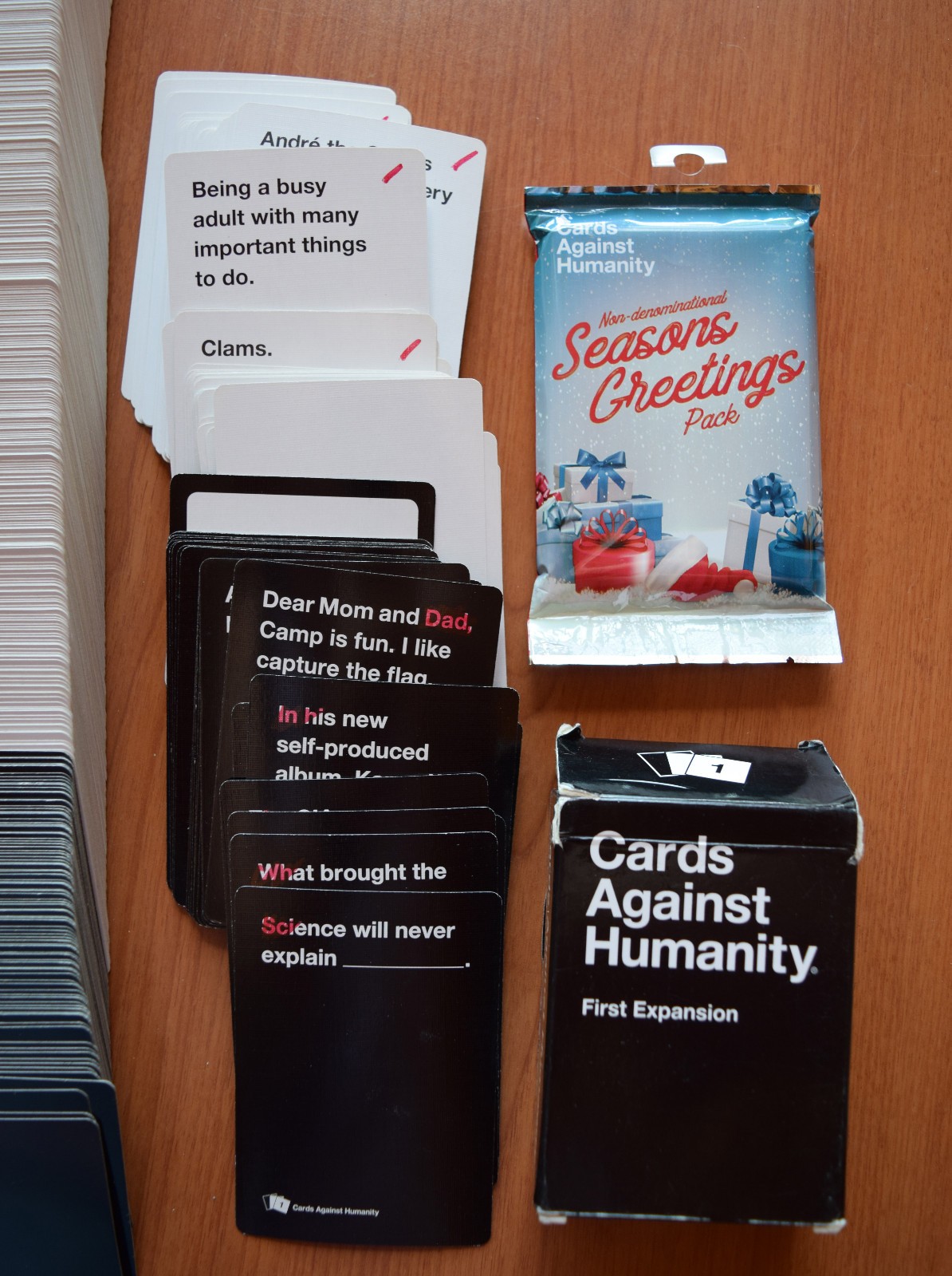 CARDS AGAINST HUMANITY, FIRST EXPANSION, NON-DENOMINATIONAL SEASONS GREETING LOT