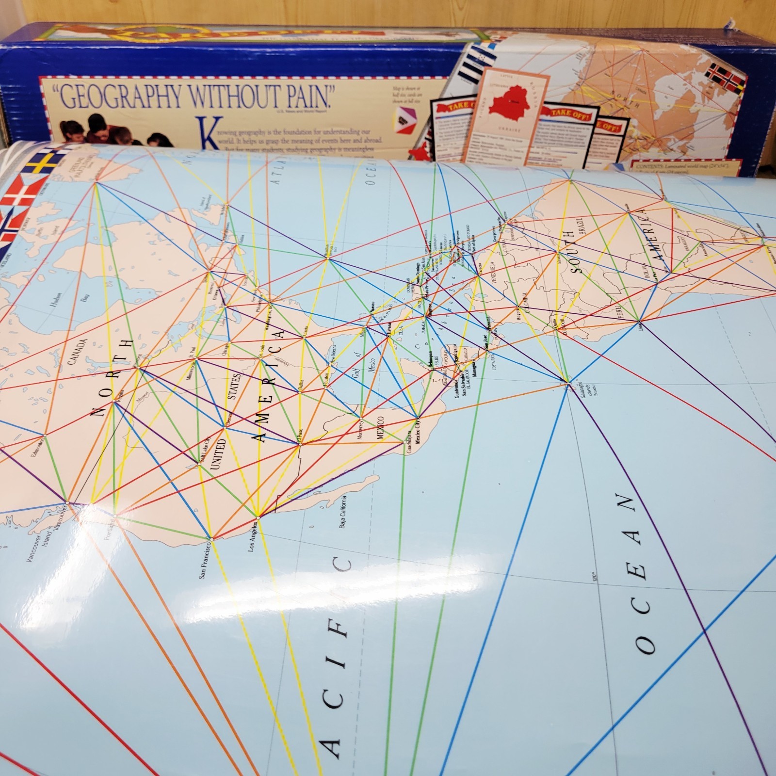 Vintage Take Off Board Game Teaches Geography Updated World Map
