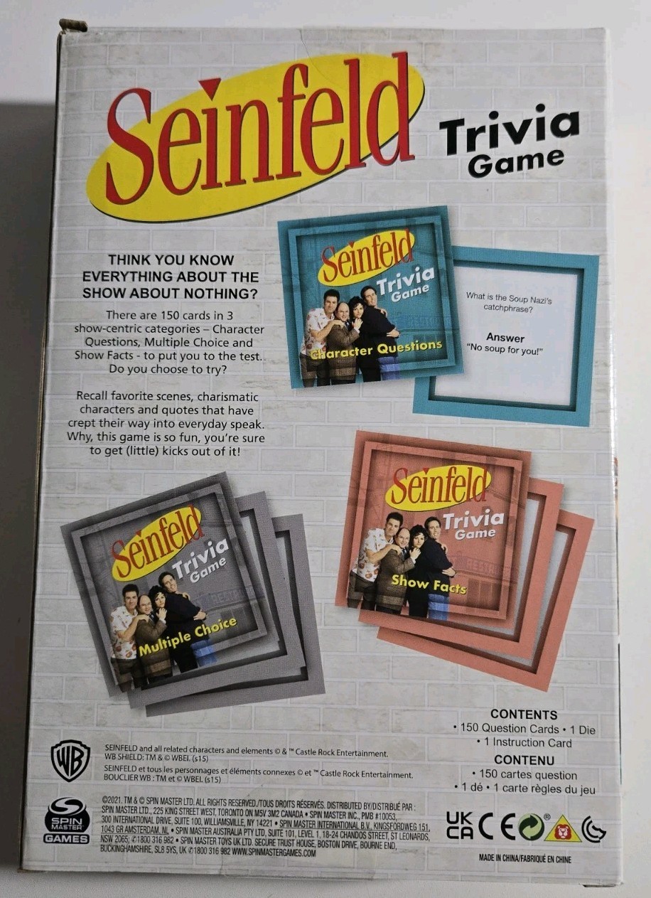 SEINFELD TRIVIA GAME Ready To Roll NEW 2021 Trivia Game Pop Culture 90’s