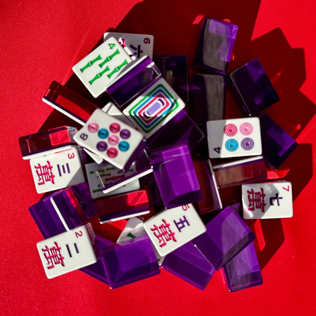 160pcs Lucky Purple Premium American Mahjong Engrave Set Fedex Delivery