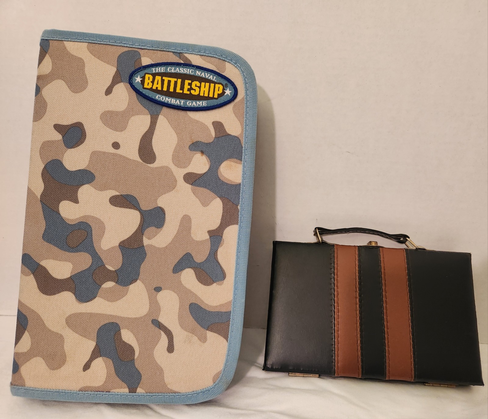 TRAVEL SIZE GAMES BATTLESHIP & DIMINO’S both compleat & in TRAVEL CASES