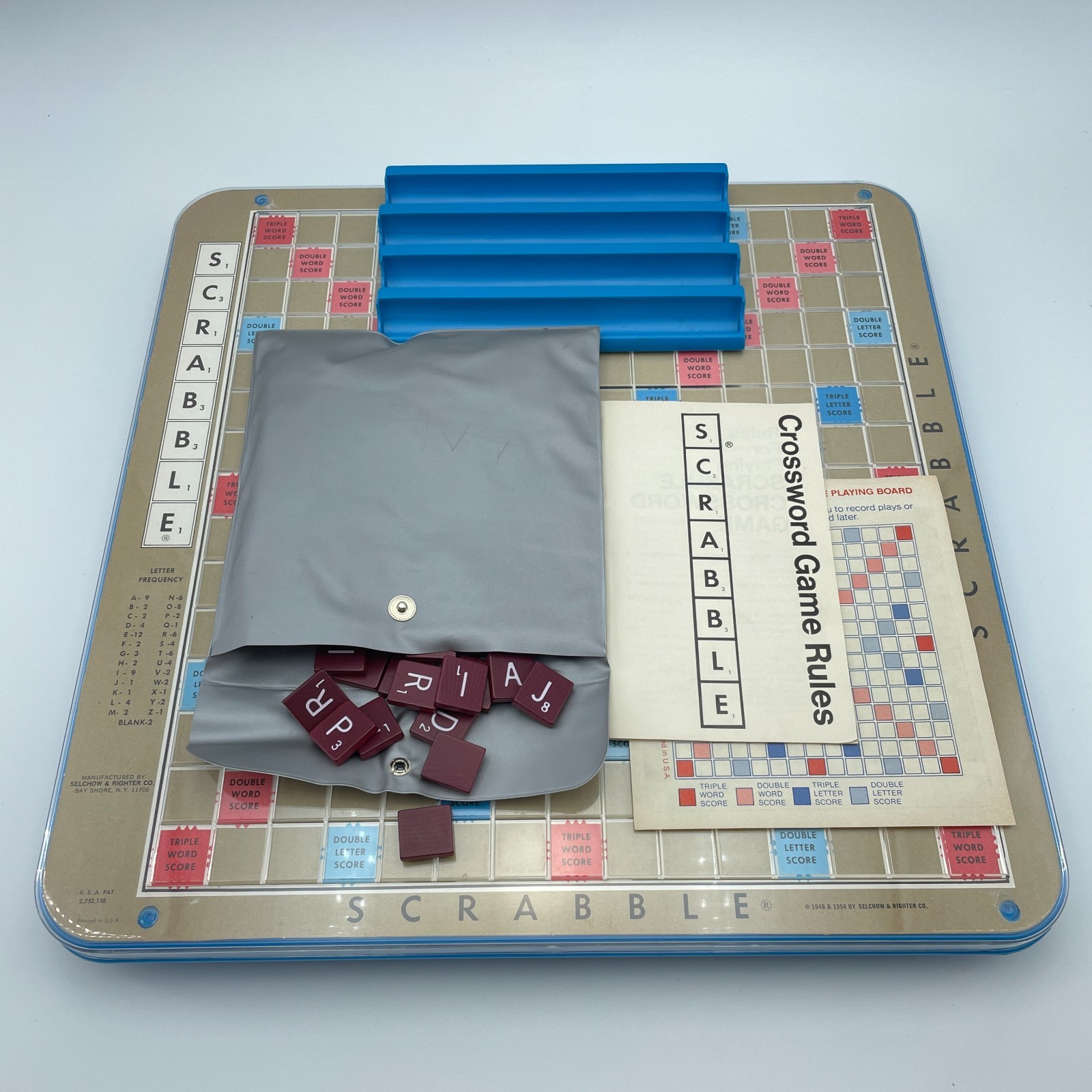 SELCHOW & RICHTER SCRABBLE Board Game Vintage 1977 Complete Blue Case