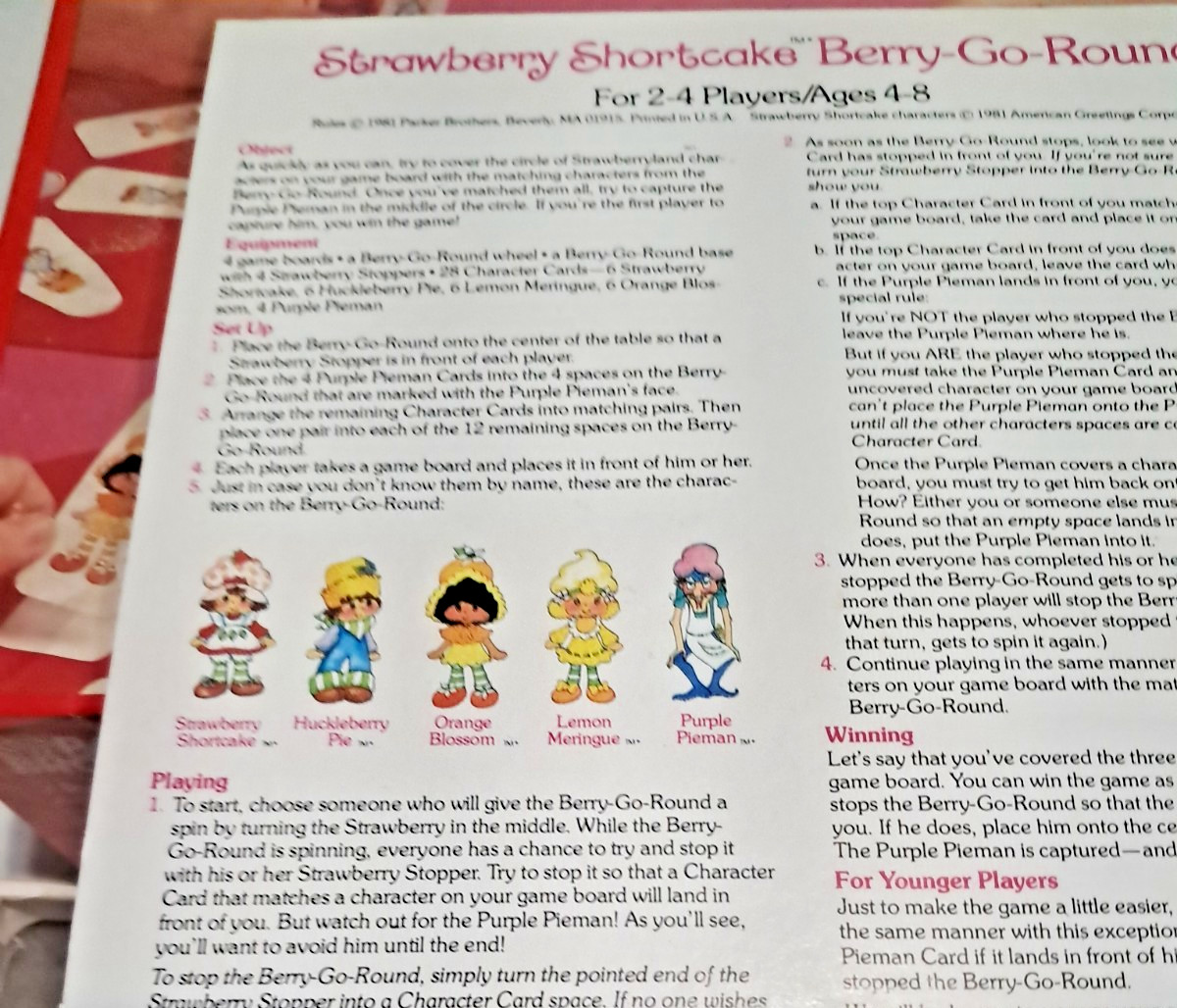 Vintage 1981 PB Strawberry Shortcake Berry-go-Round Game COMPLETE