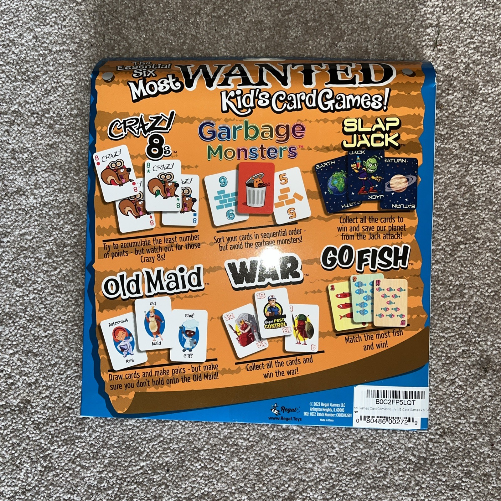 Regal Games Card Games for Kids – Go Fish, Crazy 8’s, Old Maid, Slap Jack, NEW