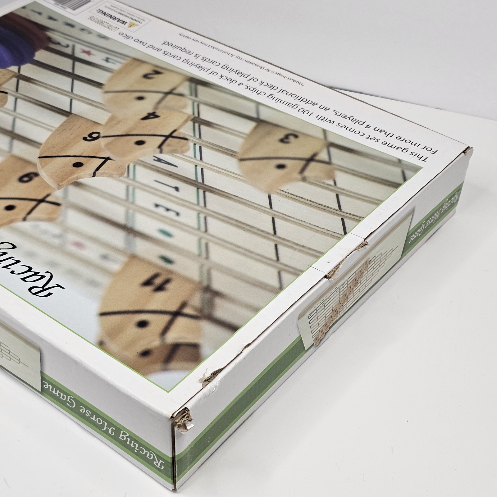Large Wooden Racing Horse Race Game with Playing Cards Chips & Dice
