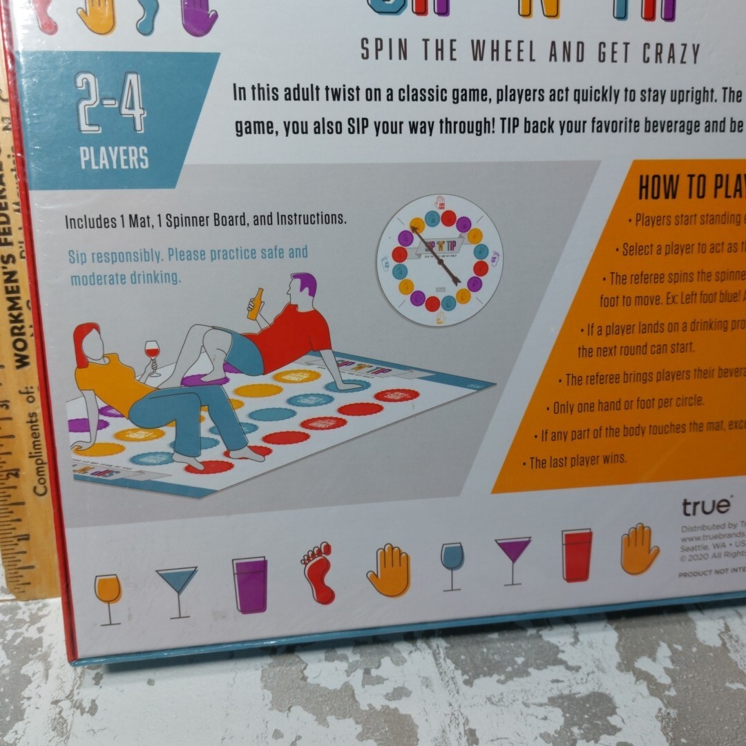 Sip N Tip Party Game: Spin The Wheel And Get Crazy! – 2 To 4 Players! – Sealed