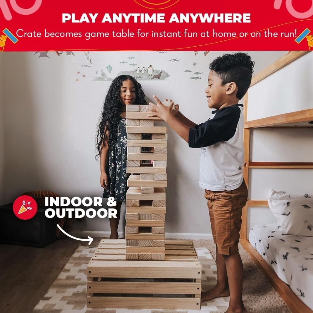 Giant Tower Game 60 Blocks Outdoor Yard Family Lawn Wooden Kids Adults